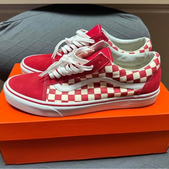 Red and White Checkered Sneakers - Picture 1 of 2